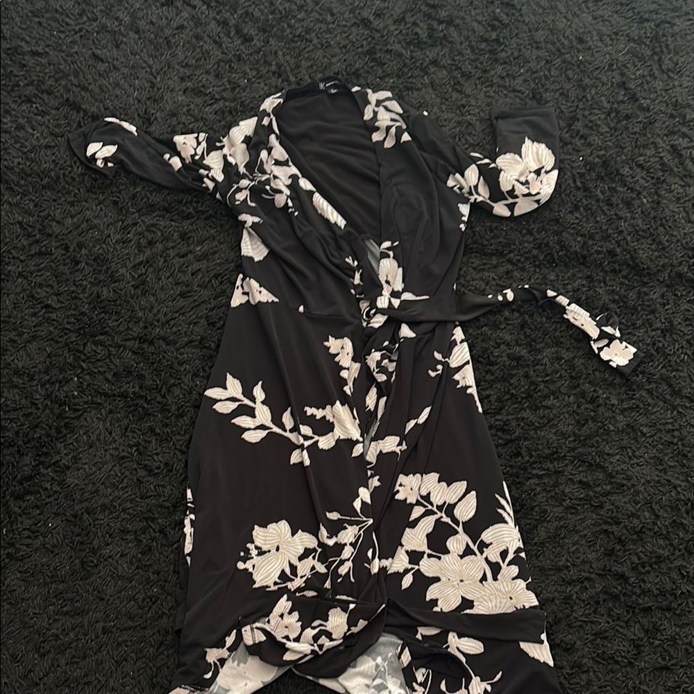 INC International Concepts Black and White Off-Shoulder Puff Sleeve Sundress